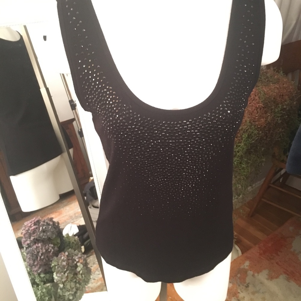 Calvin Klein black beaded ribbed tank top M